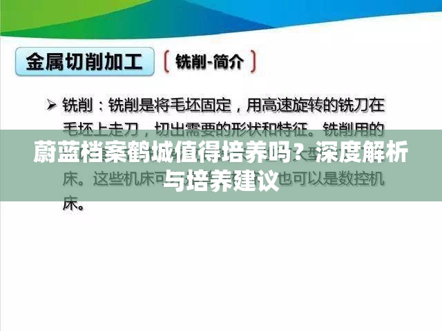 蔚蓝档案鹤城值得培养吗？深度解析与培养建议